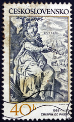 Postage stamp Czechoslovakia 1982 The Muse Euterpe Playing a Flute