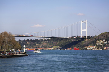 Fototapeta na wymiar Fatih Sultan Mehmet Bridge in Istanbul. Turkey
