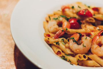 Traditional shrimp penne pasta