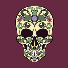Mexican skull with floral ornament