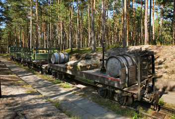 Narrow gauge railway in Museum of Coastal Defense of Hel near Hel town. Hel Peninsula. Poland