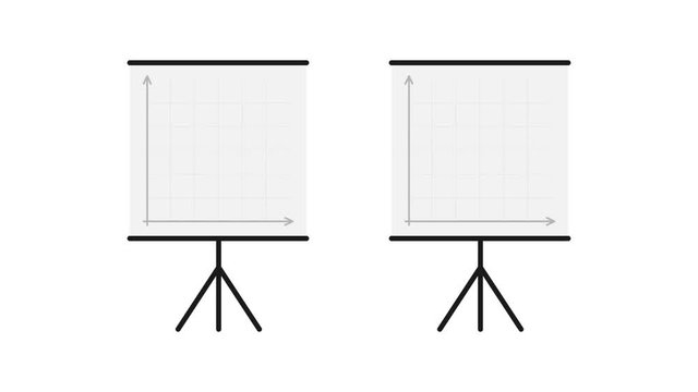 Flip chart with graph. Two options graphs. Alpha channel.