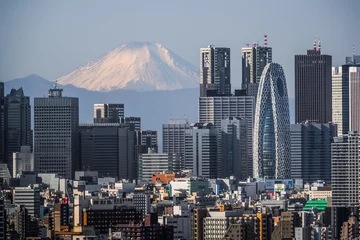 Foto op Canvas Tokyo shinjuku high building and mount Fuji © torsakarin
