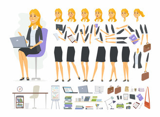 Pretty businesswoman - vector cartoon people character constructor