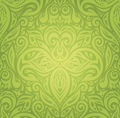 Green Floral Retro vintage wallpaper vector design backround