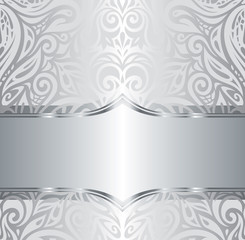 Silver shiny floral vintage pattern wallpaper background design