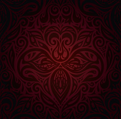 Dark red brown floral wallpaper vector design background