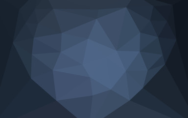 Dark BLUE vector low poly layout with a heart in a centre.