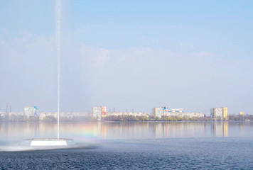 River fountain and rainbow