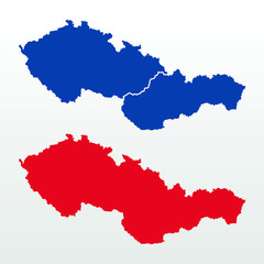 Czechoslovakia map (blank and border separated) - obrazy, fototapety, plakaty