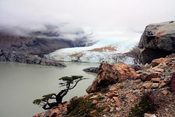 beautiful glacial lake in patagonian national park 
