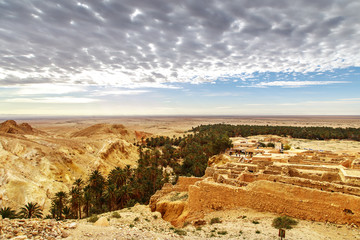 Scenic view of mountain oasis Chebika.