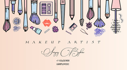 Makeup artist banner. Beauty Salon fashion trends background . business concept