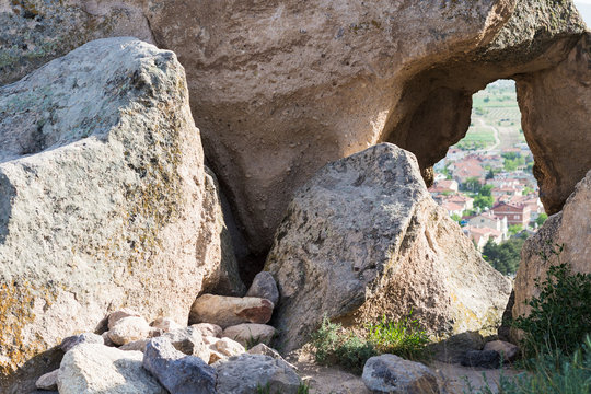 old rocks over Uchisat village in Cappadocia