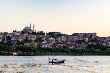 Fototapeta premium view of Fatih quarter in Istanbul city in evening