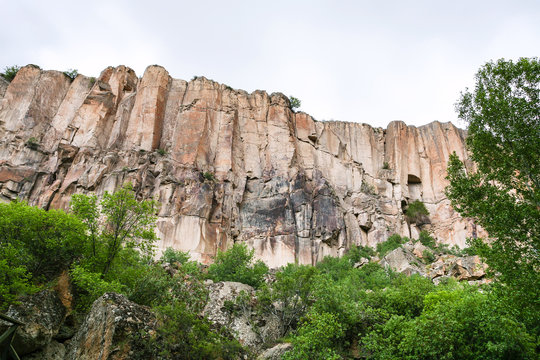 old walls of gorge of Ihlara Valley in Cappadocia