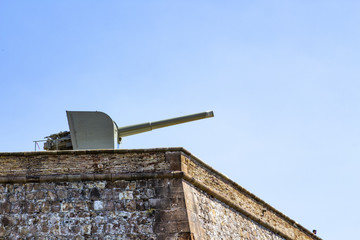 Canon at fortress of Montjuich. Barcelona, Spain.