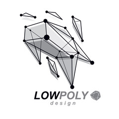 3d design, abstract vector faceted shape. Technology and science conceptual emblem.