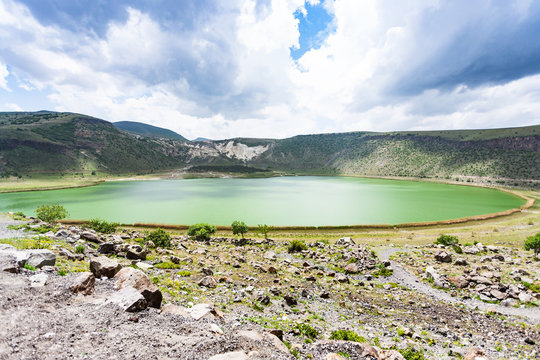panorama of Narligol Crater Lake in Cappadocia