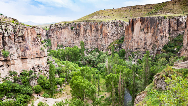 panorama of Ihlara Valley in Cappadocia