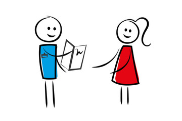 Frau lässt sich beraten - Mann