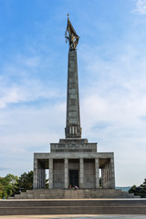 Fototapeta na wymiar Bratislava, Slovakia - May 24, 2018: Slavin War Memorial is a monument and military cemetery in Bratislava, Slovakia. Slavin War Memorial is the burial ground of Soviet Army soldiers in World War II.