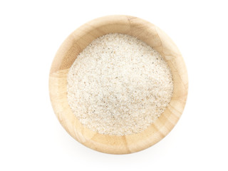Psyllium husk or isabgol isolated on white background, studio shot, directly above