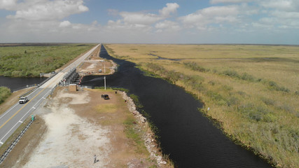 Panoramic aerial view of Everglades Swamps in Florida - USA