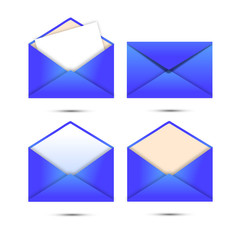 Vier verschiedene blaue Briefumschl&auml;ge