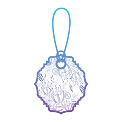 commercial tag hanging with floral decoration vector illustration design