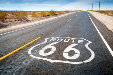 Route 66 road sign in Daggett