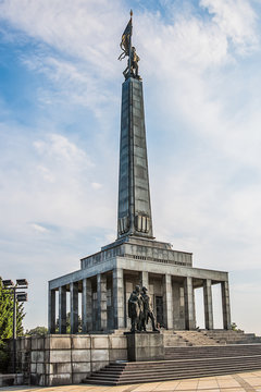 Bratislava, Slovakia - May 24, 2018: Slavin War Memorial is a monument and military cemetery in Bratislava, Slovakia. Slavin War Memorial is the burial ground of Soviet Army soldiers in World War II.