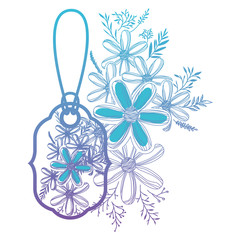 commercial tag hanging with floral decoration vector illustration design