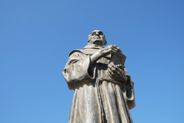 Obraz premium Memorial of At Zef Pllumi Albanian Franciscan priest and memoirist in Shengjin, Albania.