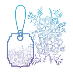 commercial tag hanging with floral decoration vector illustration design