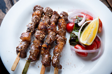 Skewer grilled beef whit seasoning in muslim style.