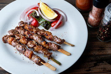 Skewer grilled beef whit seasoning in muslim style.