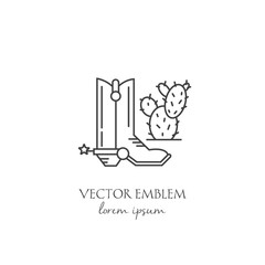 Cowboy boot  and cuctus icon