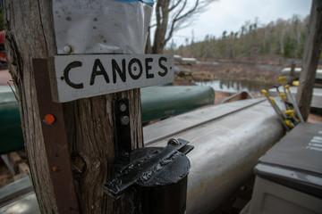 Canoe Sign On Rural Lake