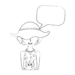 retro woman with speech bubble isolated icon vector illustration design