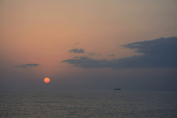Ship and sunset