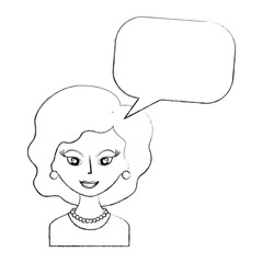 retro woman with speech bubble isolated icon vector illustration design