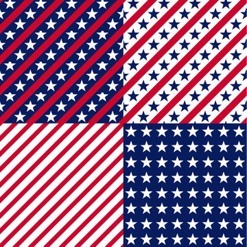 US stars and stripes seamless patterns