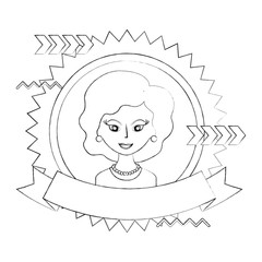 frame retro woman with ribbon character icon vector illustration design