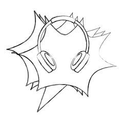 earphone device retro music vector illustration design