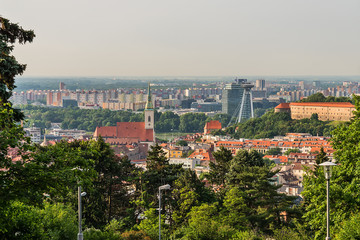 Bratislava, Slovakia - May 24, 2018: The panorama of Bratislava's Old Town, Slovakia.