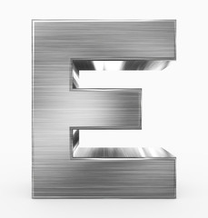 letter E 3d cubic metal isolated on white