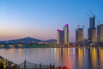 Fototapeta premium Skyline of urban architectural landscape in Qingdao