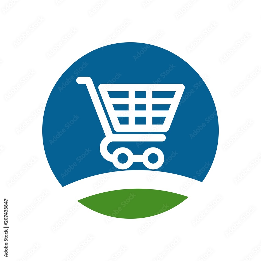 Poster trolley logo. shopping icon. buy and sell symbol. vector eps 08.