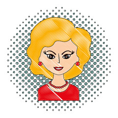 cute woman portrait retro style pop art vector illustration drawing